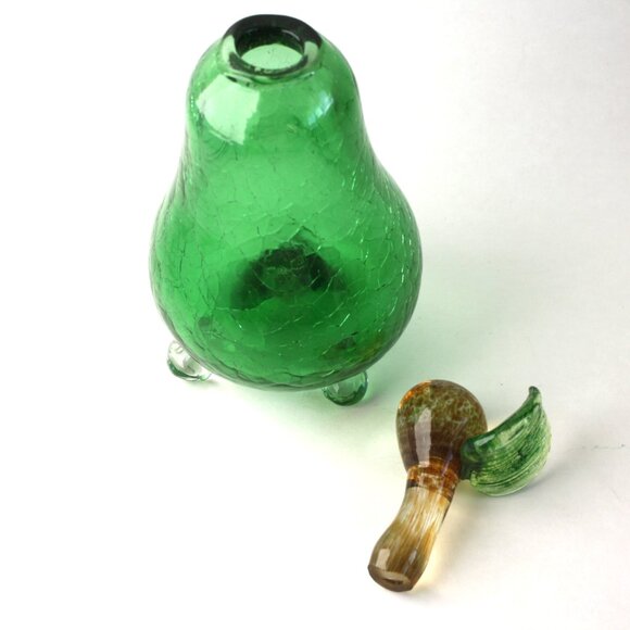 Vintage Art Glass Pear with Stopper Crackle Glass Green Decorative glass - Picture 4 of 9